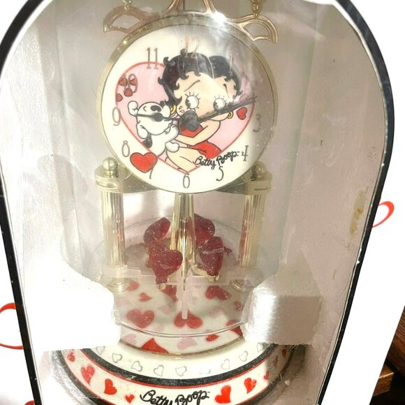 Collectible Betty Boop & Her Dog Porcelain Anniversary Clock Rare Gold Numbers - Picture 1 of 12